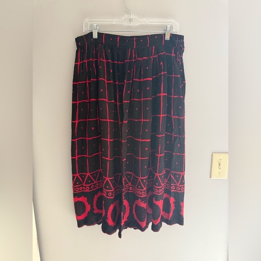 R.S.D Concepts A Line Maxi Skirt Womens SZ M Black Red Geometric Black Red Flowy